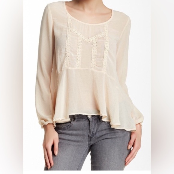 h.i.p. Victorian crochet long alive blouse tunic Sz L - Picture 1 of 7